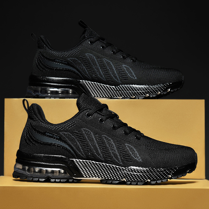 Meeste jooksujalatsid, hingav PU+võrk ülaosa, õhupadi löökide summimiseks, ees nööridega kinnitamine, komposiitpõhjaga, ümmargune varvas