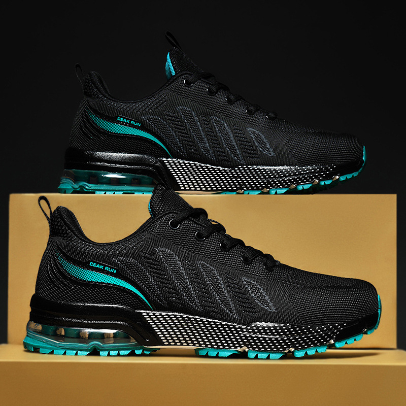 Meeste jooksujalatsid, hingav PU+võrk ülaosa, õhupadi löökide summimiseks, ees nööridega kinnitamine, komposiitpõhjaga, ümmargune varvas