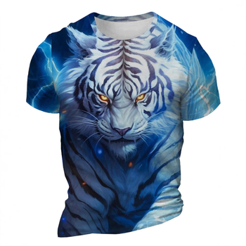 Meeste lühikeste varrukatega T-särk, polüester, slim sobivus, ringkaelusega, geomeetriline trükk