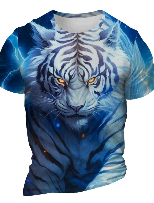 Meeste lühikeste varrukatega T-särk, polüester, slim sobivus, ringkaelusega, geomeetriline trükk