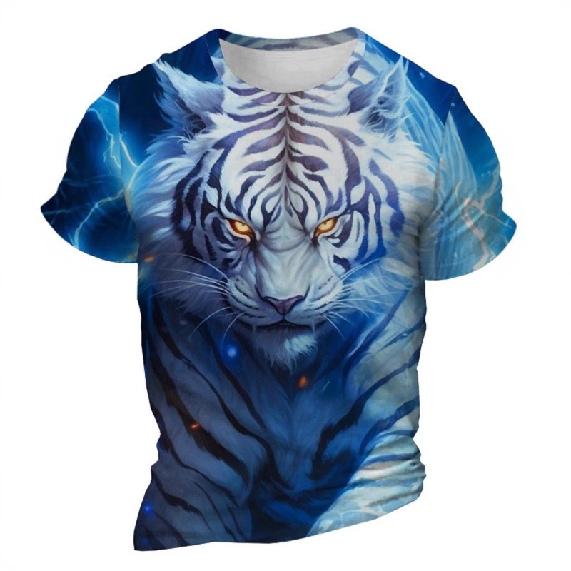 Meeste lühikeste varrukatega T-särk, polüester, slim sobivus, ringkaelusega, geomeetriline trükk