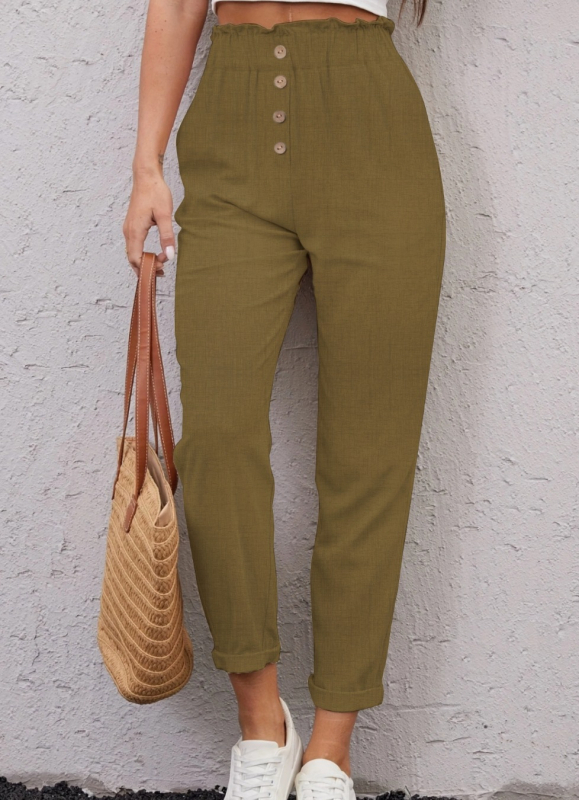 Naiste igapäevased pikad püksid — polüester-spandexi segu, elastne vöökoht, kitsas lõige, taskud, elegantne linna stiil