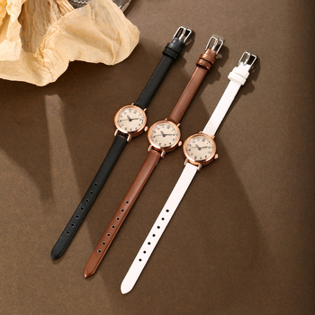 Hershan naiste kvartsikäekell, mudel SL39, sihverplaadi diameeter 23 mm, paksus 9 mm, sünteetilise nahaga rihm