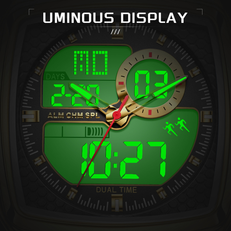 Elektronické hodinky s vodotesnosťou do 50 m, silikónový remienok, puzdro zliatiny, minerálne posilnené sklo