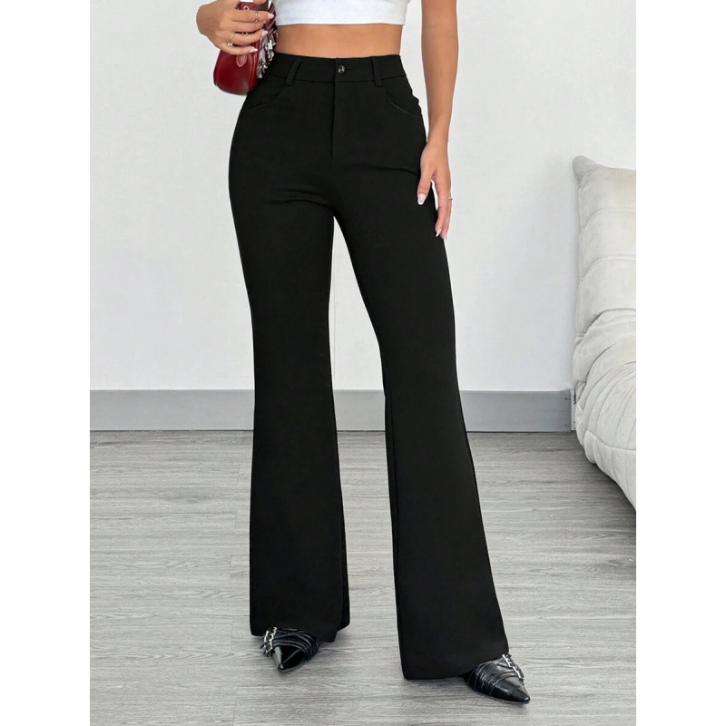 Püksid ees nupudega, vabaajastiilis, kitsas lõige, trumpet lõige, 9/10 pikkus, puuvillane CVC materjal