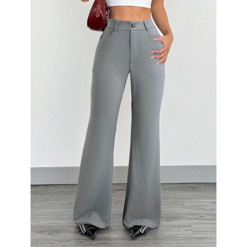 Püksid ees nupudega, vabaajastiilis, kitsas lõige, trumpet lõige, 9/10 pikkus, puuvillane CVC materjal