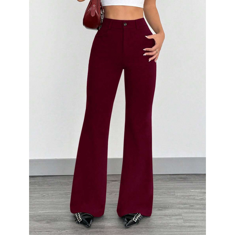 Püksid ees nupudega, vabaajastiilis, kitsas lõige, trumpet lõige, 9/10 pikkus, puuvillane CVC materjal