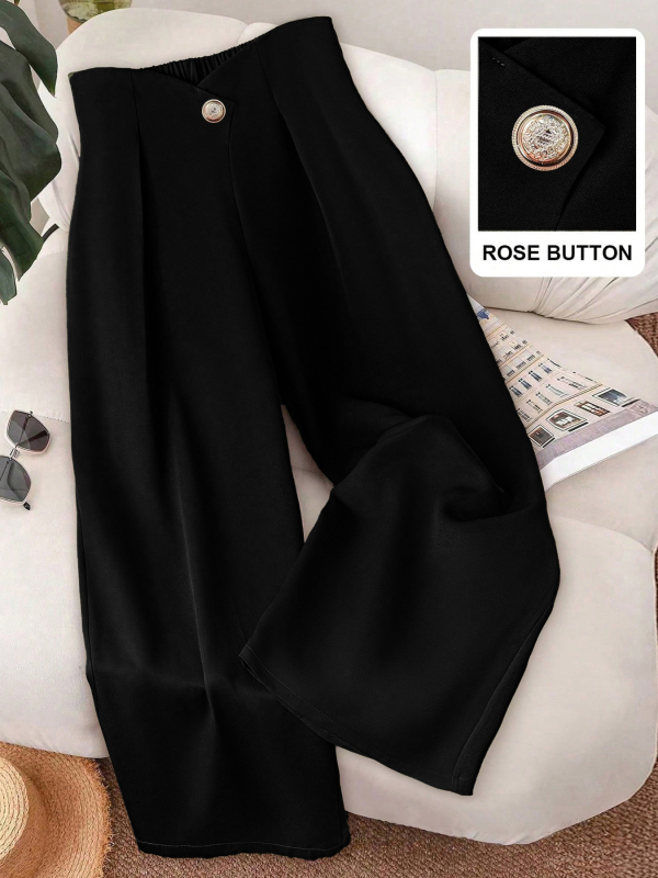 Naiste igapäevased sirge lõikega püksid elastse vööga, pikad, polüester 95%