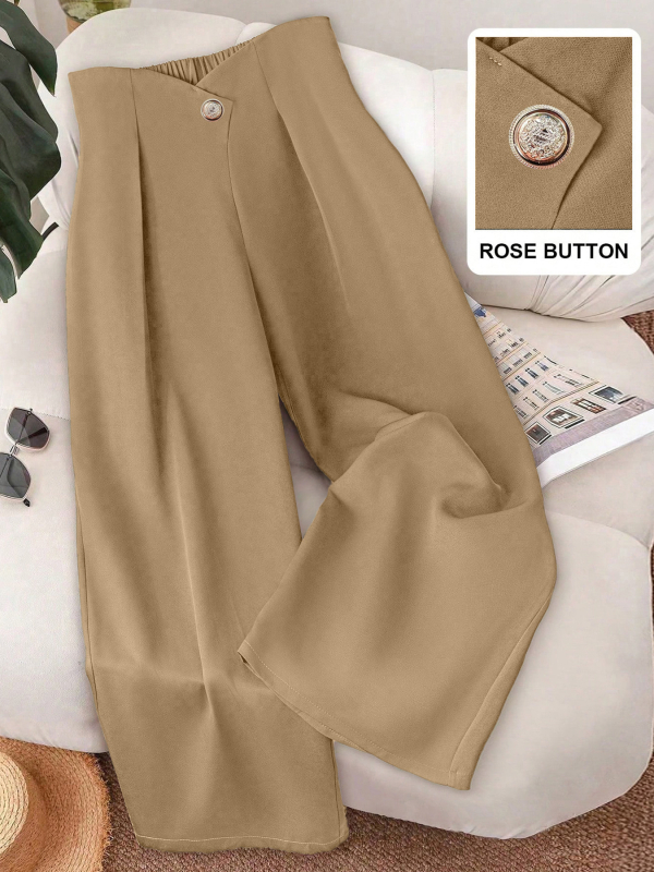 Naiste igapäevased sirge lõikega püksid elastse vööga, pikad, polüester 95%