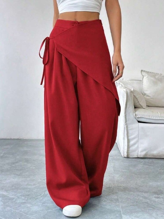 Naiste laiad püksid - kõrge talje, polüester, kortsuvaba, kergelt elastsed (Sügis 2025)