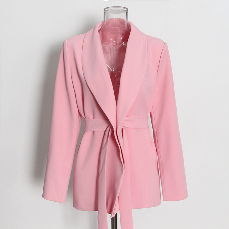 Naiste kaksos osad koosnev pükskostüüm, linnaliku temperamenti stiil, polüesteri-puuvillase segu (puuvill ≤30%), pikkade varrukatega, sügisel 2025