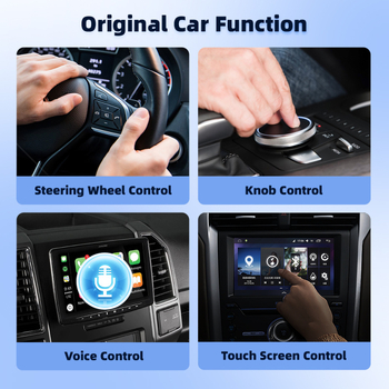 2-v-1 bezdrôtová krabička CarPlay a Android Auto s hliníkovým telom a akrylovým zrkadlovým povrchom, USB-C rozhranie, Linux OS, model TY616, kompatibilné s káblovým CarPlay/Android Auto