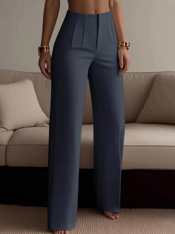 Igapäevased püksid kõrge vöökoht, sirge lõige, polüesterkangas, elegante igapäevane stiil