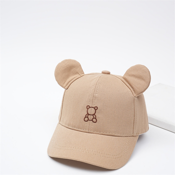 Laste suvine bejsbolimüts karu kõrvadega, cartoon stiilis, lai visir, päikesekaitse, puuvillase-poliesteri segu