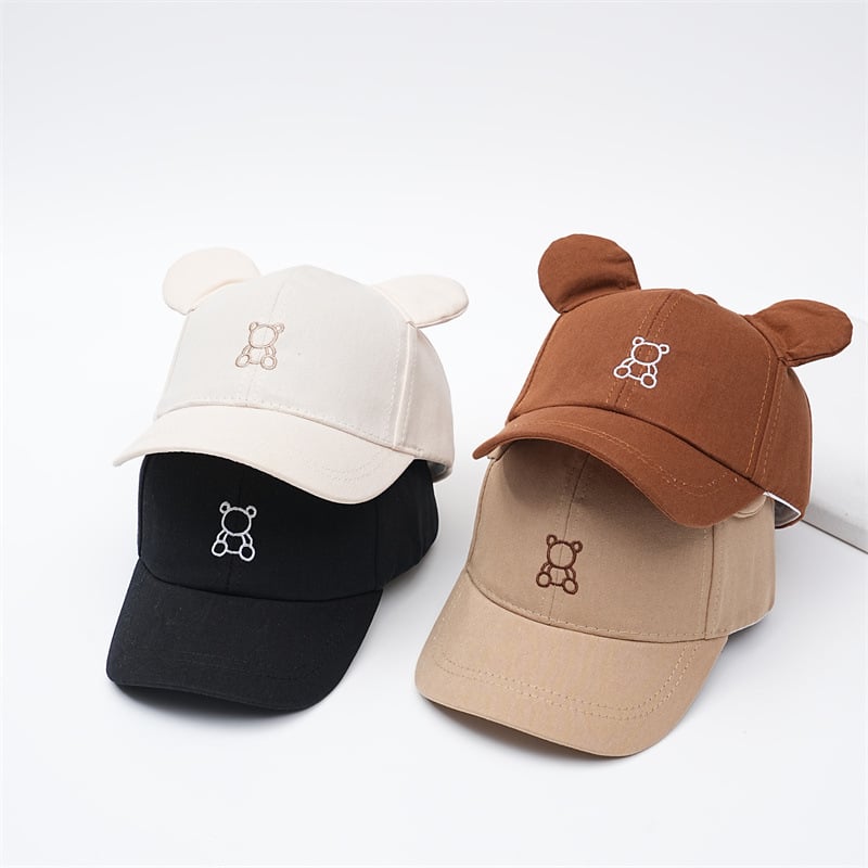 Laste suvine bejsbolimüts karu kõrvadega, cartoon stiilis, lai visir, päikesekaitse, puuvillase-poliesteri segu