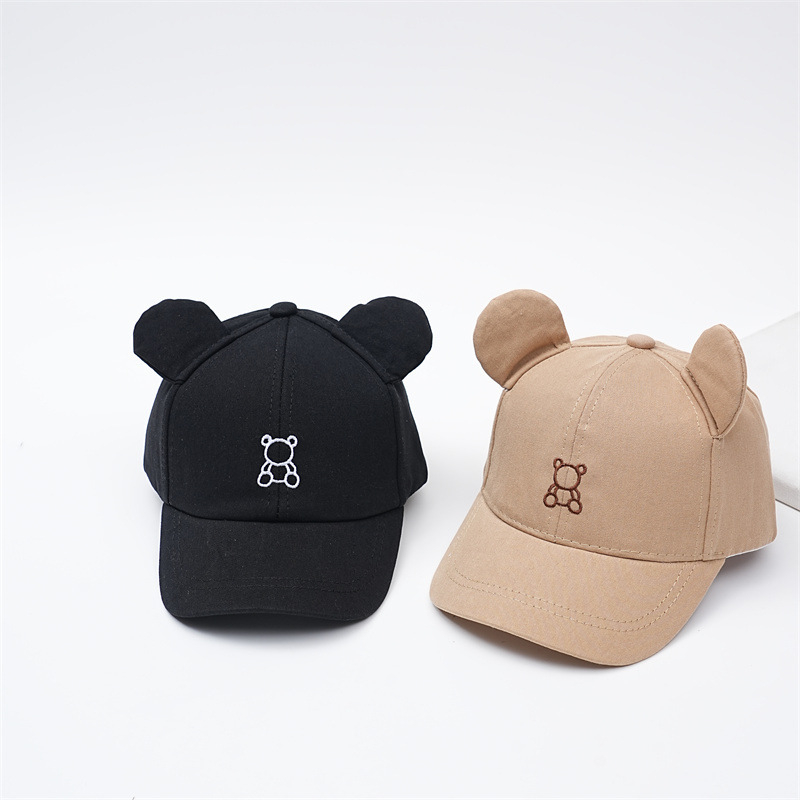 Laste suvine bejsbolimüts karu kõrvadega, cartoon stiilis, lai visir, päikesekaitse, puuvillase-poliesteri segu