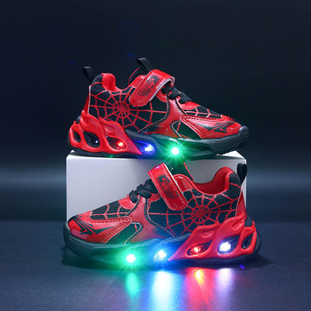 Pantofi de copii LED cu plasă pe partea superioară, închidere Velcro, talpă PVC rezistentă