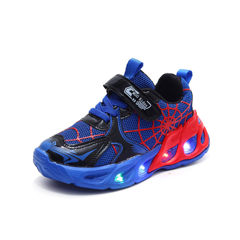 Pantofi de copii LED cu plasă pe partea superioară, închidere Velcro, talpă PVC rezistentă