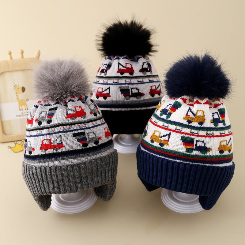 Talvise villane kõrvakaitse müts, tuulekindel, Jacquard kudum, ümmargune kroon, 4–10-aastastele