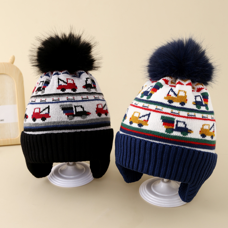 Talvise villane kõrvakaitse müts, tuulekindel, Jacquard kudum, ümmargune kroon, 4–10-aastastele