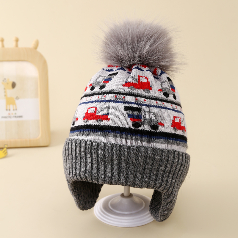 Talvise villane kõrvakaitse müts, tuulekindel, Jacquard kudum, ümmargune kroon, 4–10-aastastele