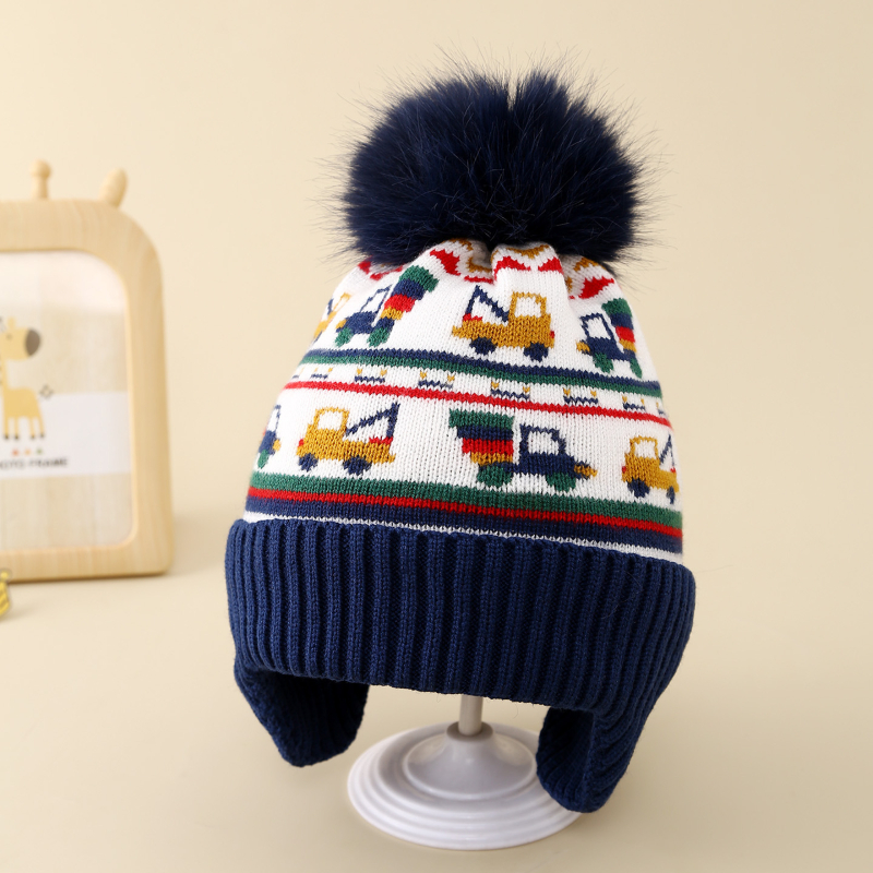 Talvise villane kõrvakaitse müts, tuulekindel, Jacquard kudum, ümmargune kroon, 4–10-aastastele