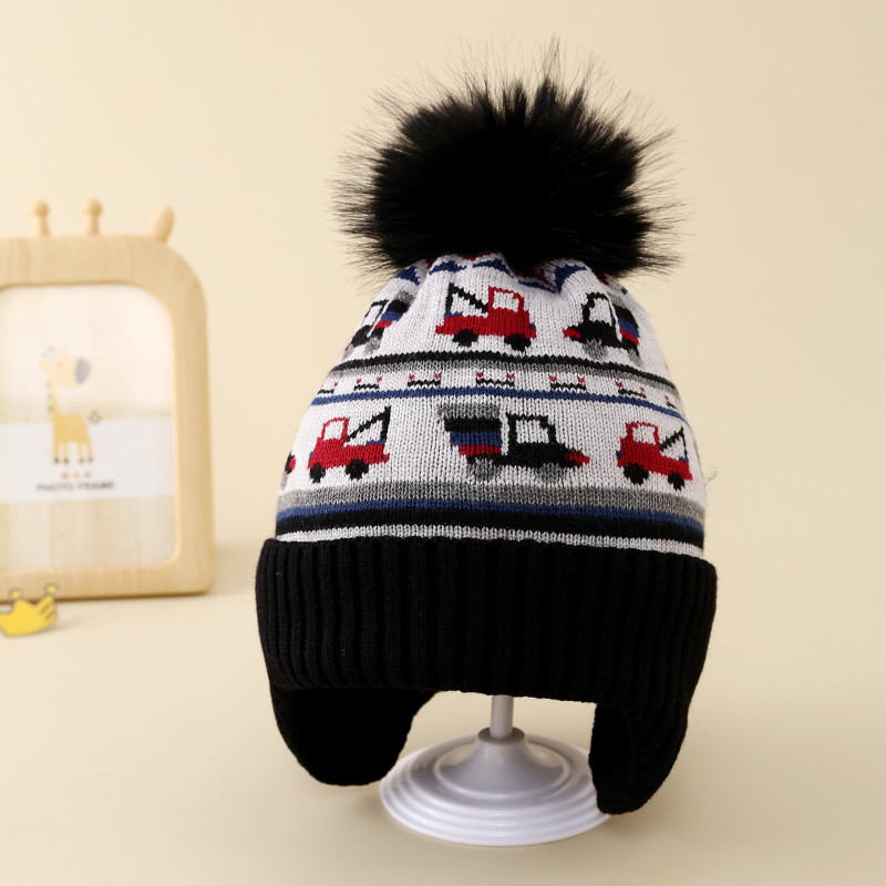 Talvise villane kõrvakaitse müts, tuulekindel, Jacquard kudum, ümmargune kroon, 4–10-aastastele