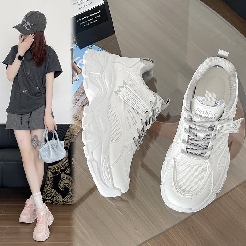 Naiste Dad Shoes kingad võrgust ülaosaga, 3–5 cm konts, sidemed, kummist tald