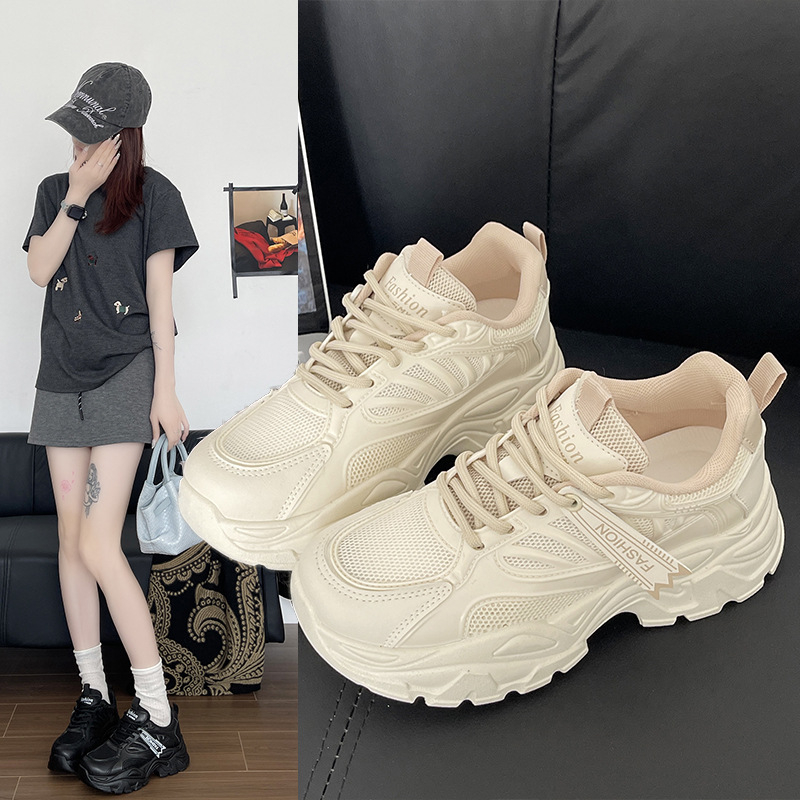 Naiste Dad Shoes kingad võrgust ülaosaga, 3–5 cm konts, sidemed, kummist tald