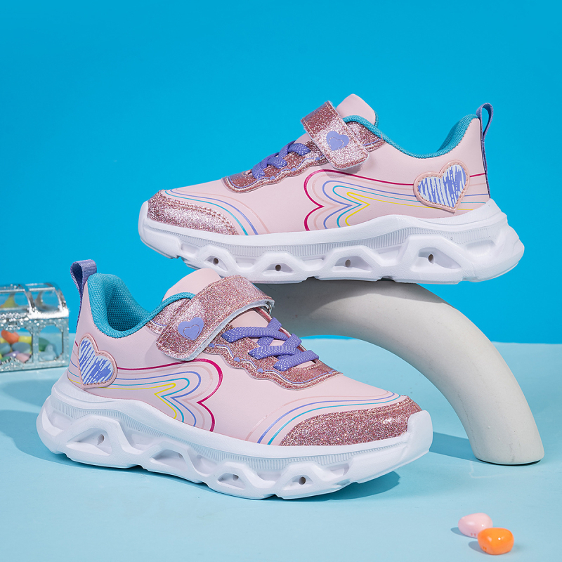 Tüdrukutele dad sneakers stiilis spordijalatsid – kunstnahk peal, veekindel, libisemiskindel, löögisummutamine, Velcro kinnitamine