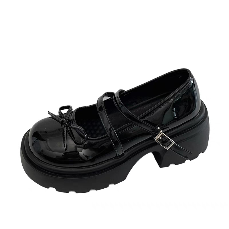 Naiste Mary Jane kingad, jaapani stiilis, madal avaus, ümmargune varvas, PU ülaosa, paks tald