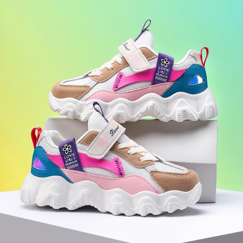 Tüdrukute tossud Kevad 2025: võrkkatte ülemine, Velcro kinnitamine, värviplokk, komposiitpõhi