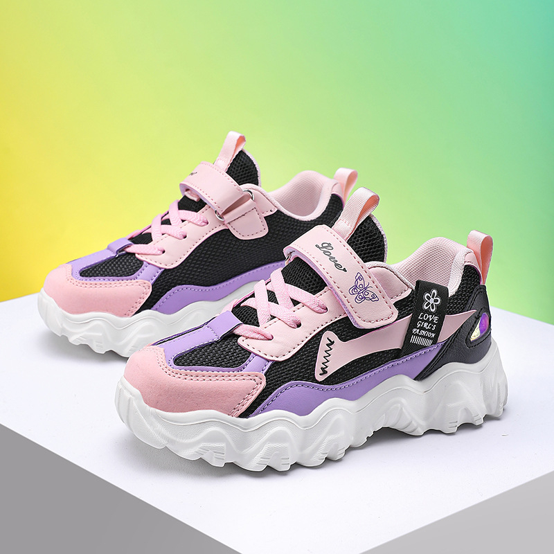 Tüdrukute tossud Kevad 2025: võrkkatte ülemine, Velcro kinnitamine, värviplokk, komposiitpõhi