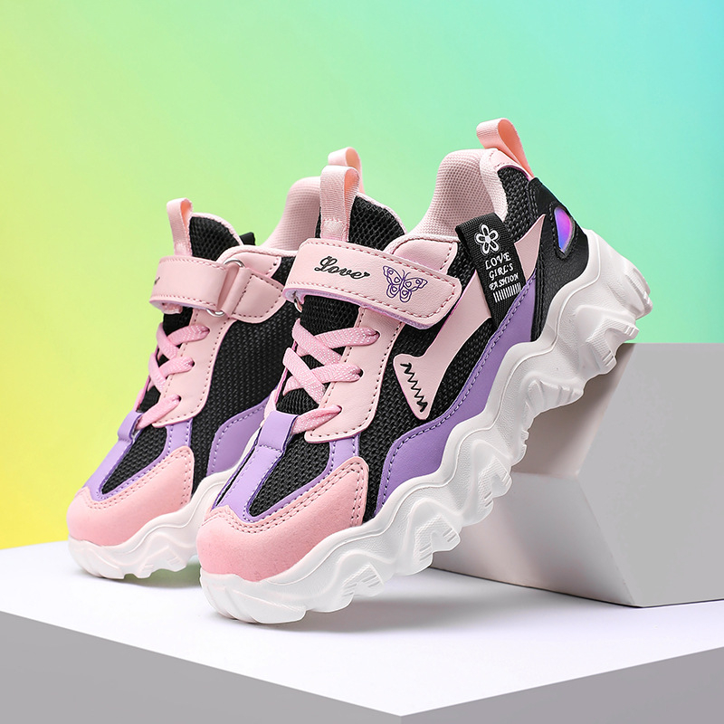 Tüdrukute tossud Kevad 2025: võrkkatte ülemine, Velcro kinnitamine, värviplokk, komposiitpõhi