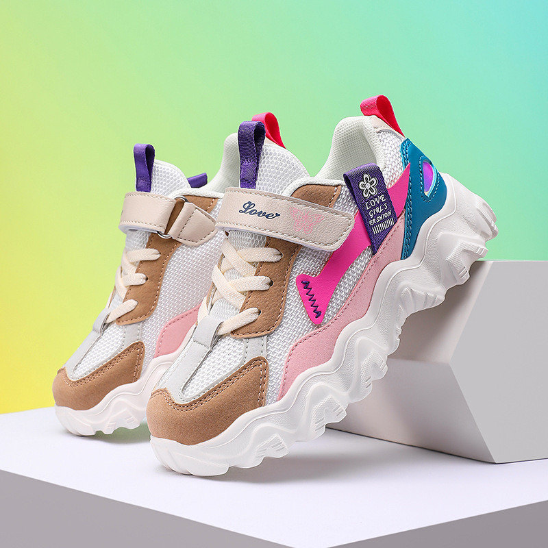 Tüdrukute tossud Kevad 2025: võrkkatte ülemine, Velcro kinnitamine, värviplokk, komposiitpõhi