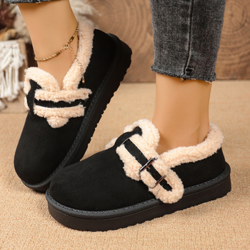 Unisex nubuk mokassiinid klambriga, fleece vooder soojendamiseks, slip-on disain, kerge kummist talla