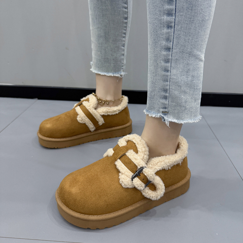 Unisex nubuk mokassiinid klambriga, fleece vooder soojendamiseks, slip-on disain, kerge kummist talla