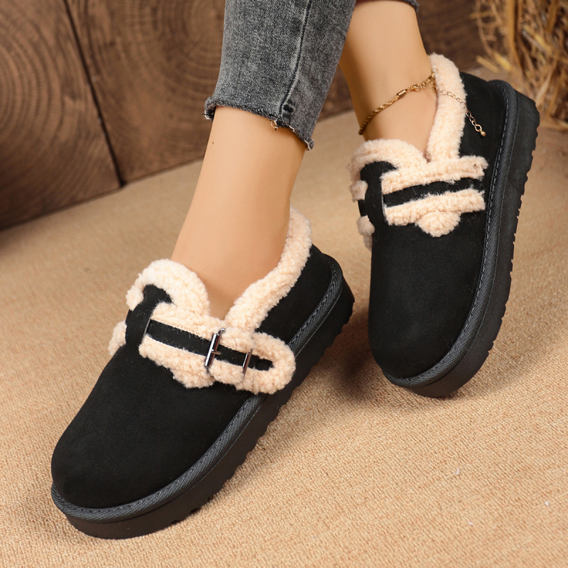 Unisex nubuk mokassiinid klambriga, fleece vooder soojendamiseks, slip-on disain, kerge kummist talla
