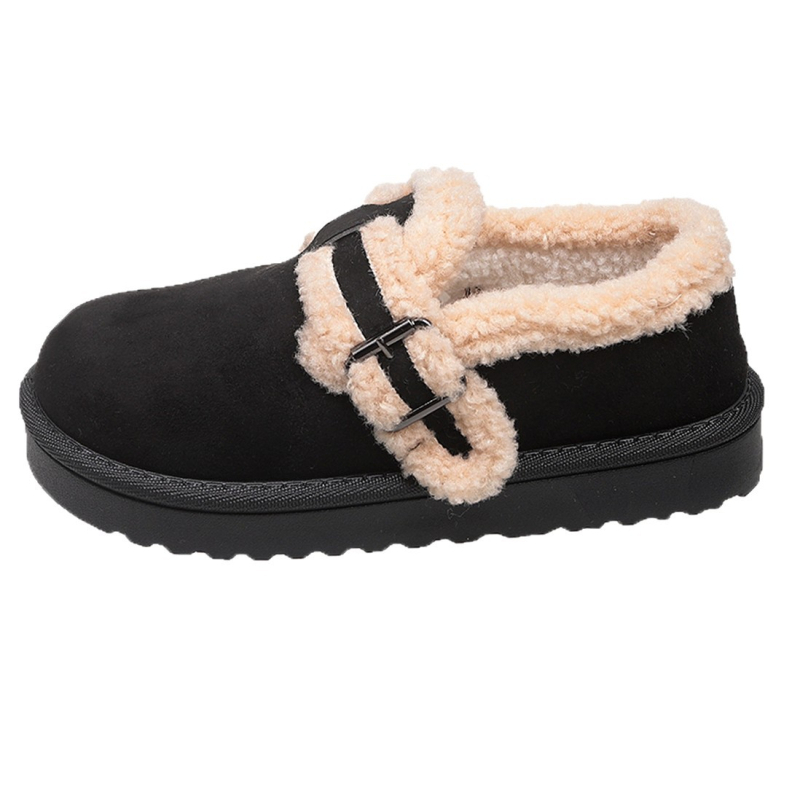 Unisex nubuk mokassiinid klambriga, fleece vooder soojendamiseks, slip-on disain, kerge kummist talla