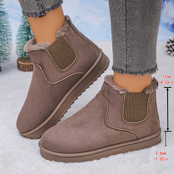 Naiste kõrged lumejalanõud talveks — talv, sametist ülaosa, kummist tald, karusnahasarnane vooder, ümmargune varvas