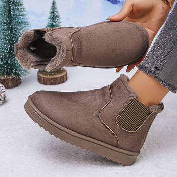 Naiste kõrged lumejalanõud talveks — talv, sametist ülaosa, kummist tald, karusnahasarnane vooder, ümmargune varvas