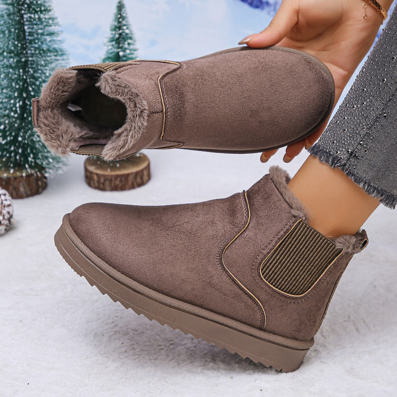 Naiste kõrged lumejalanõud talveks — talv, sametist ülaosa, kummist tald, karusnahasarnane vooder, ümmargune varvas