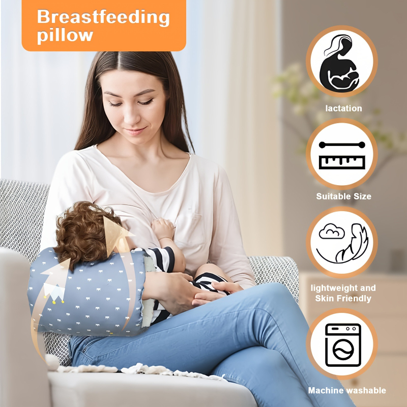 Vankúš na dojčenie pre bábätko, obdĺžnikový, výplň z polyesterových vlákien, polyesterová tkanina, 180 g