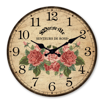 Antické kruhové drevené hodiny na stenu s MDF ciferníkom, batériové napájanie, tichý chod, jednostranné, možnosť tlače loga