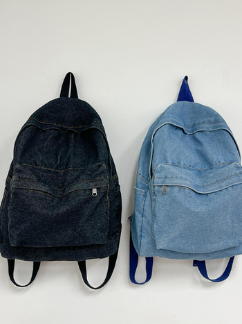 Unisex denim batoh pre voľný čas, objem 20–35 L, priečinok na 13-palcový notebook, vzdušné ramenné popruhy s vankúšom vzduchu, jednofarebný vzor