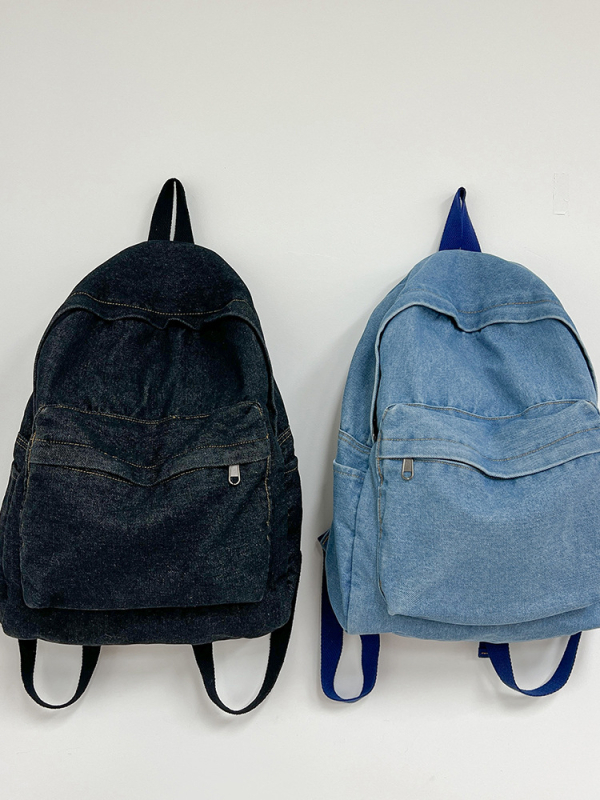 Unisex denim batoh pre voľný čas, objem 20–35 L, priečinok na 13-palcový notebook, vzdušné ramenné popruhy s vankúšom vzduchu, jednofarebný vzor