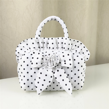 Mini kott lipsuga, täppidega kangas, nailonist kere, horisontaalne ruudukujuline kuju, tõmblukk sulgemine, polüestri vooder, värske ja magus stiil