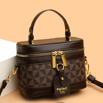 Bucket kott retro-stiili street trend, PU materjal, ruudukujuline kuju, tõmblukk, 3D välistasku