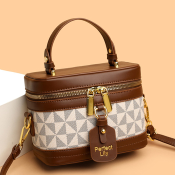 Bucket kott retro-stiili street trend, PU materjal, ruudukujuline kuju, tõmblukk, 3D välistasku