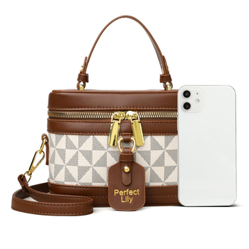 Bucket kott retro-stiili street trend, PU materjal, ruudukujuline kuju, tõmblukk, 3D välistasku